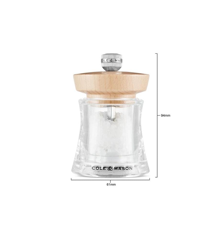 Cole&Mason Moulin à sel Holborn 9.5 cm, Beige/Transparent