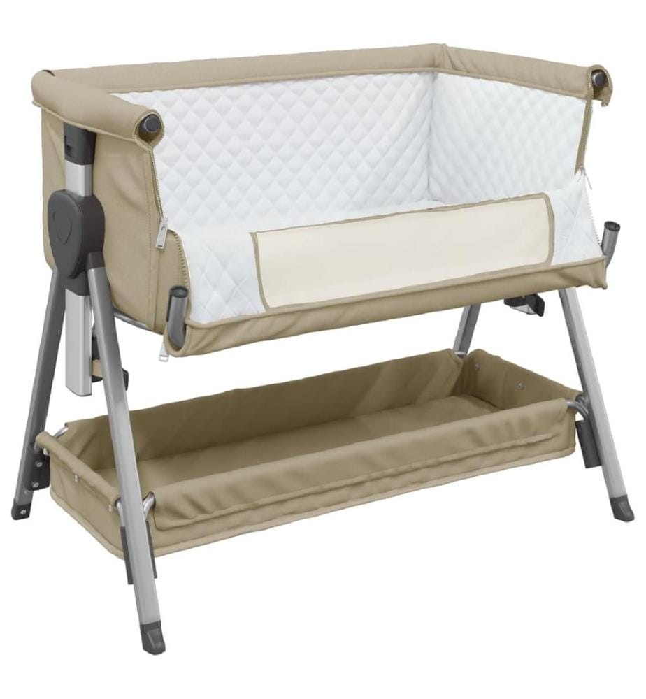 Lit pour bébé avec matelas Taupe Tissu de lin