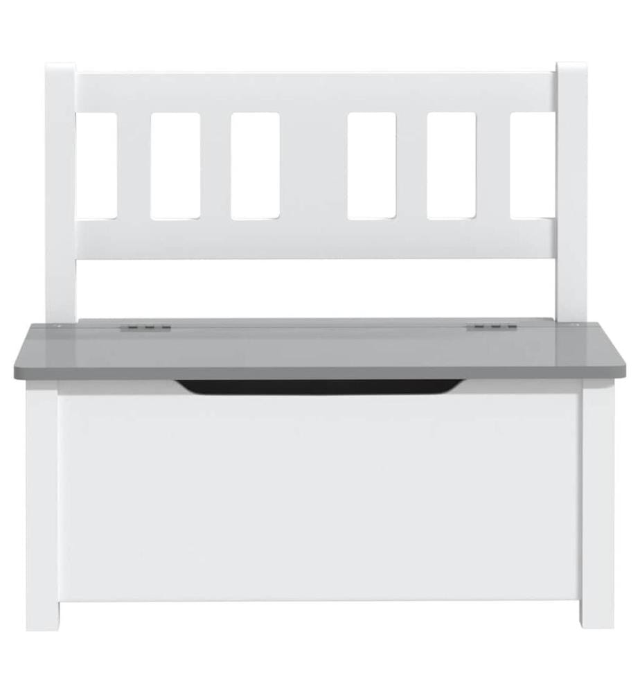 Banc de rangement pour enfants Blanc et gris 60x30x55 cm MDF