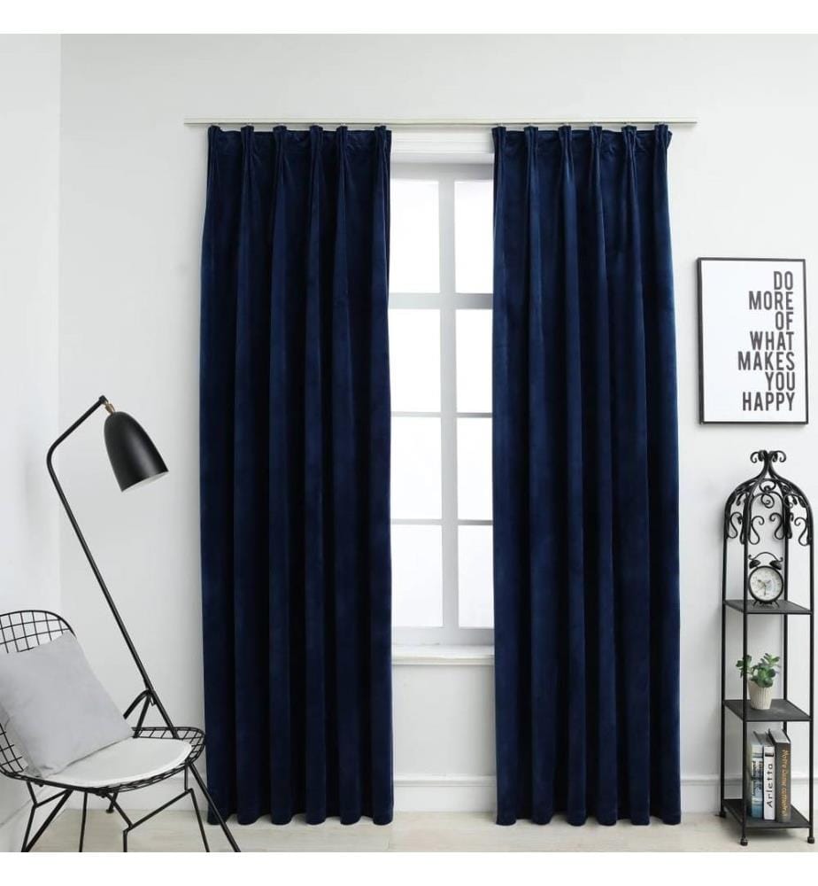 Rideaux occultants et crochet 2pcs Velours Bleu foncé 140x245cm