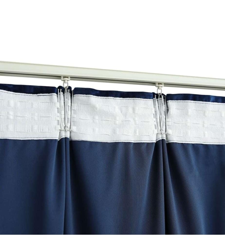 Rideaux occultants et crochet 2pcs Velours Bleu foncé 140x245cm