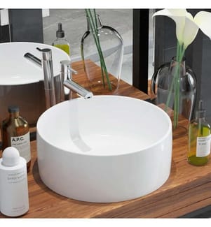 Waschbecken Rund Keramik Weiss 40 x 15 cm
