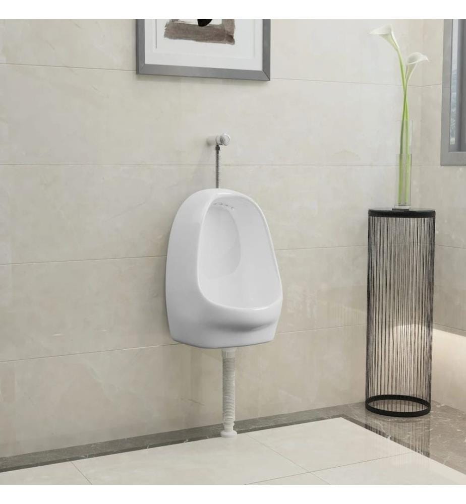 Wandurinal mit Spülventil Keramik Weiss