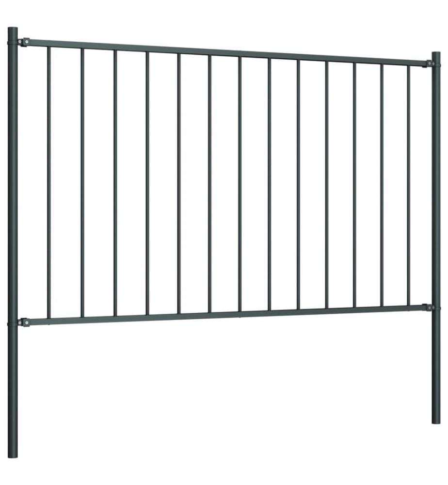 Panneau de clôture avec poteaux en acier thermolaqué 1,81 x 1 m Anthracite