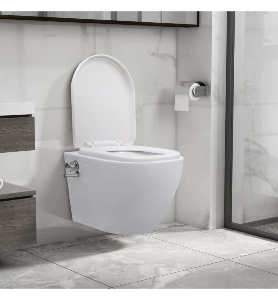 Wand-WC ohne Spülrand mit Bidet-Funktion Keramik Weiss