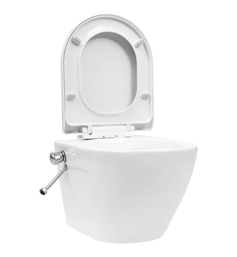 Wand-WC ohne Spülrand mit Bidet-Funktion Keramik Weiss