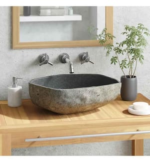 Waschbecken Flussstein Oval 45-53 cm
