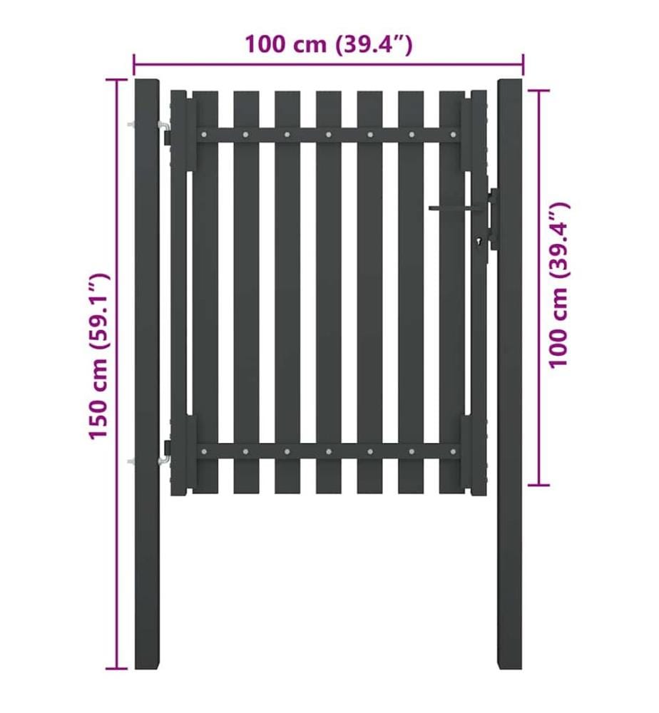 Gartentor Stahl 1x1,5 m Anthrazit