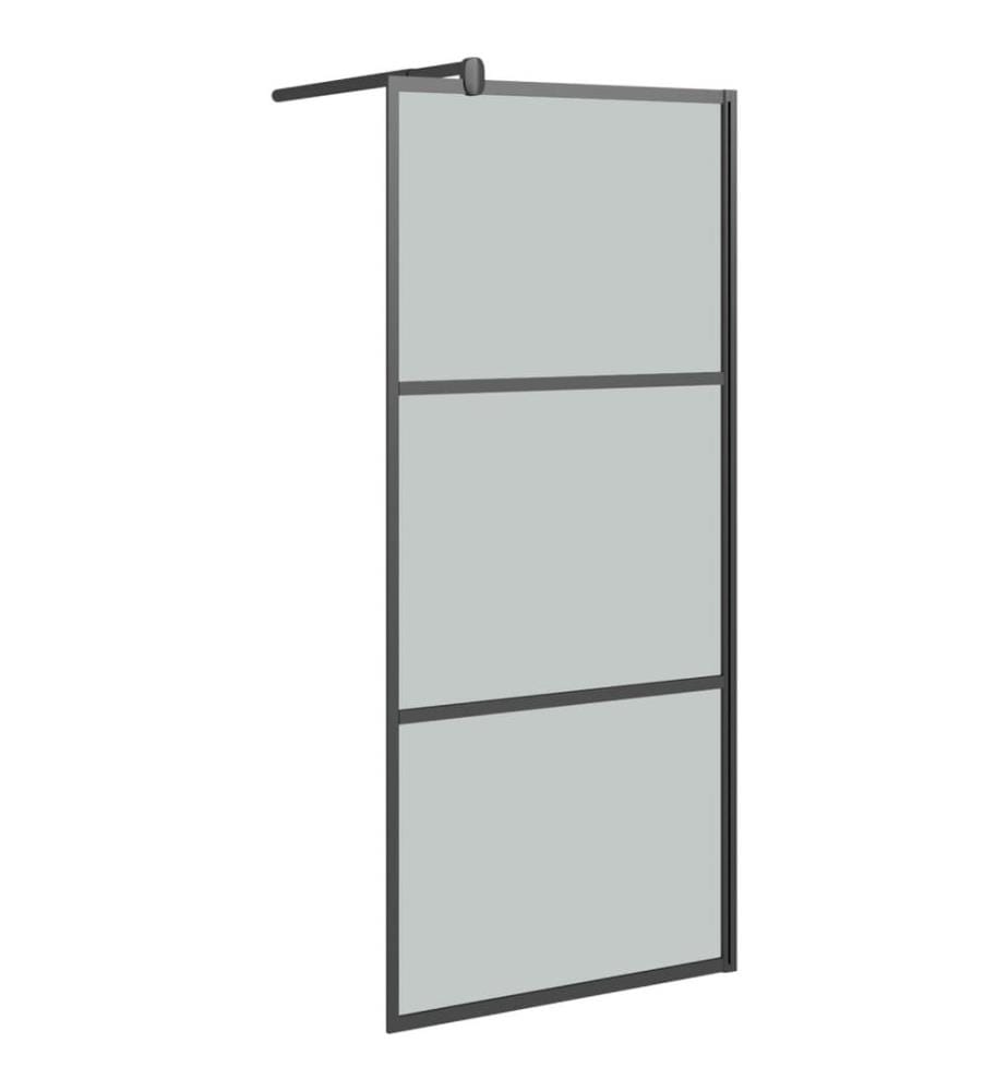 Duschwand für Walk-In Dusche 90x195 cm Dunkel ESG Glas Schwarz