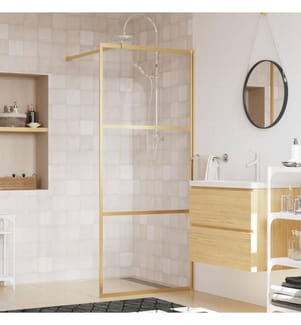 Duschwand für Begehbare Dusche mit ESG Klarglas Golden 80x195cm