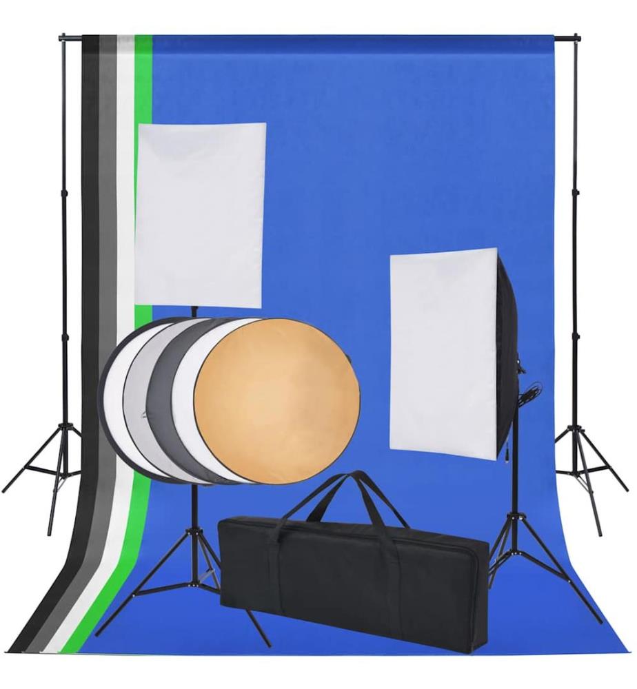 Fotostudio-Set 5 farbige Hintergründe & 2 Softboxen