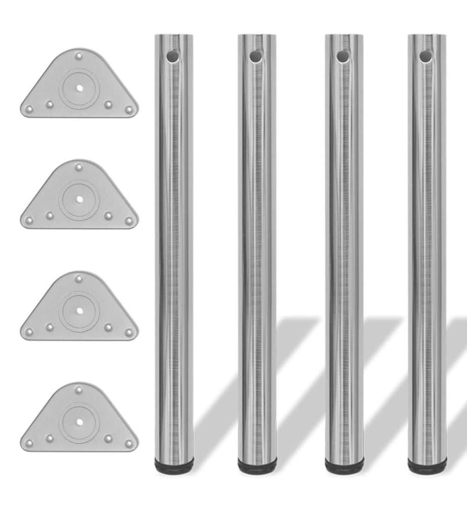 4x höhenverstellbares Tischbein gebürstetes Nickel 710 mm