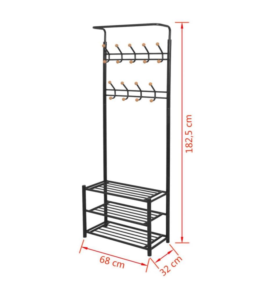 Garderobe mit Schuhablage 68×32×182,5 cm Schwarz