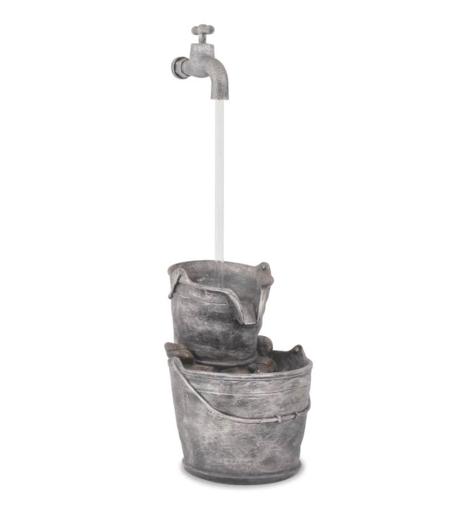 Wasserspiel mit Hahn und Eimern Polyresin