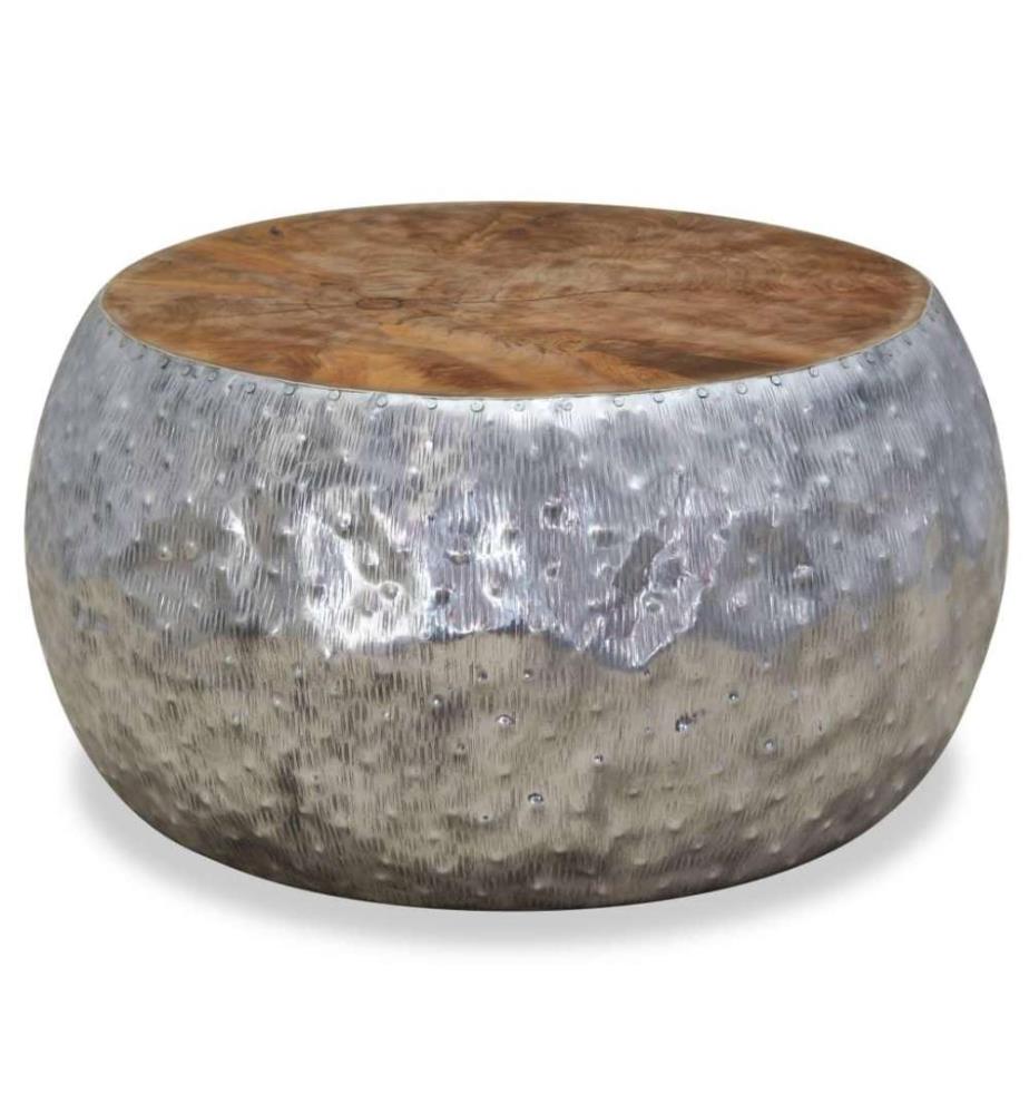 Beistelltisch Aluminium Teak 60 x 60 x 30 cm