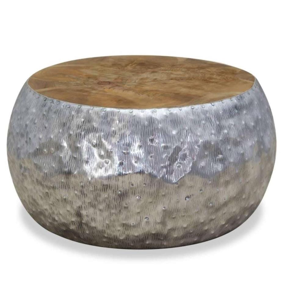 Beistelltisch Aluminium Teak 60 x 60 x 30 cm