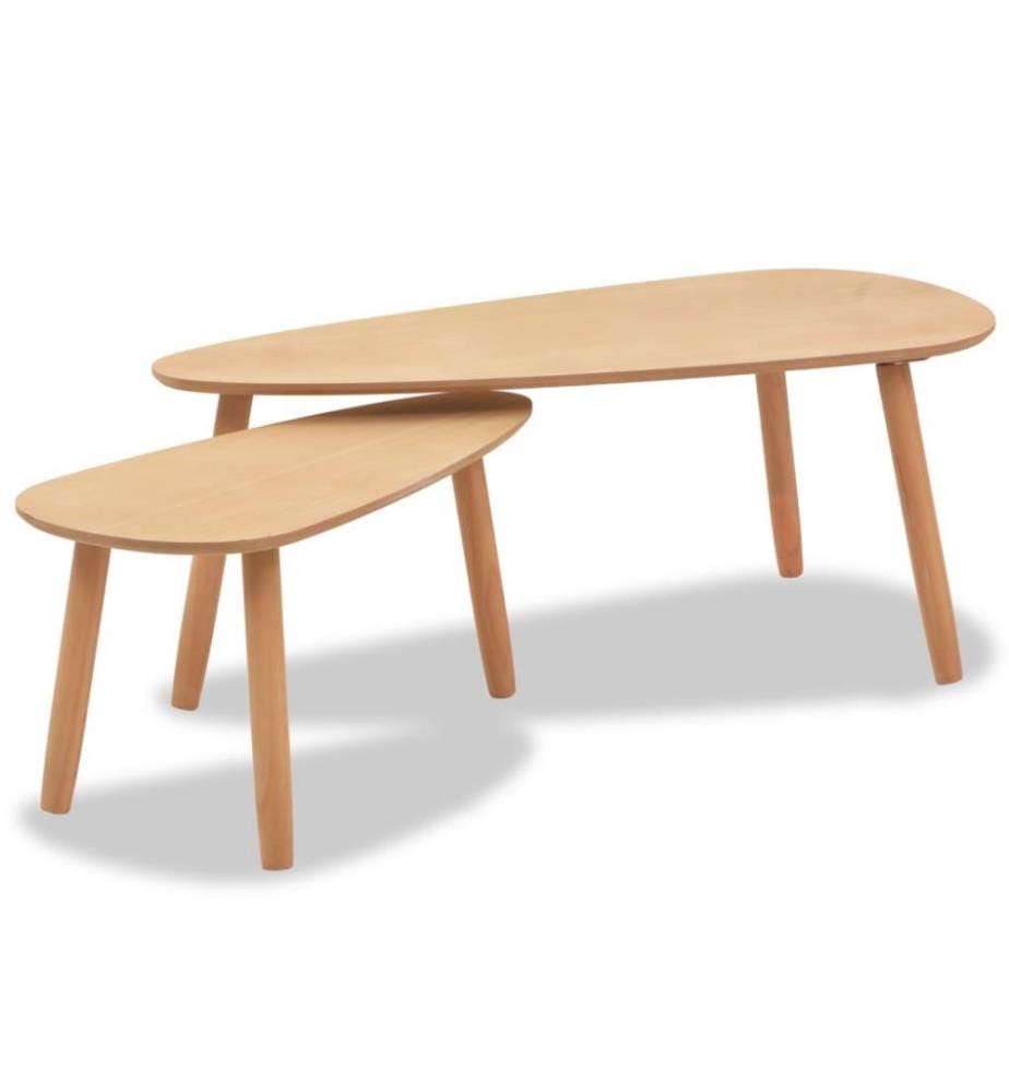 Beistelltisch Set 2 Stk. Kiefernholz Massiv Braun