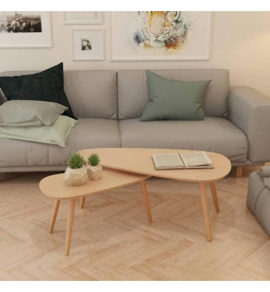 Beistelltisch Set 2 Stk. Kiefernholz Massiv Braun