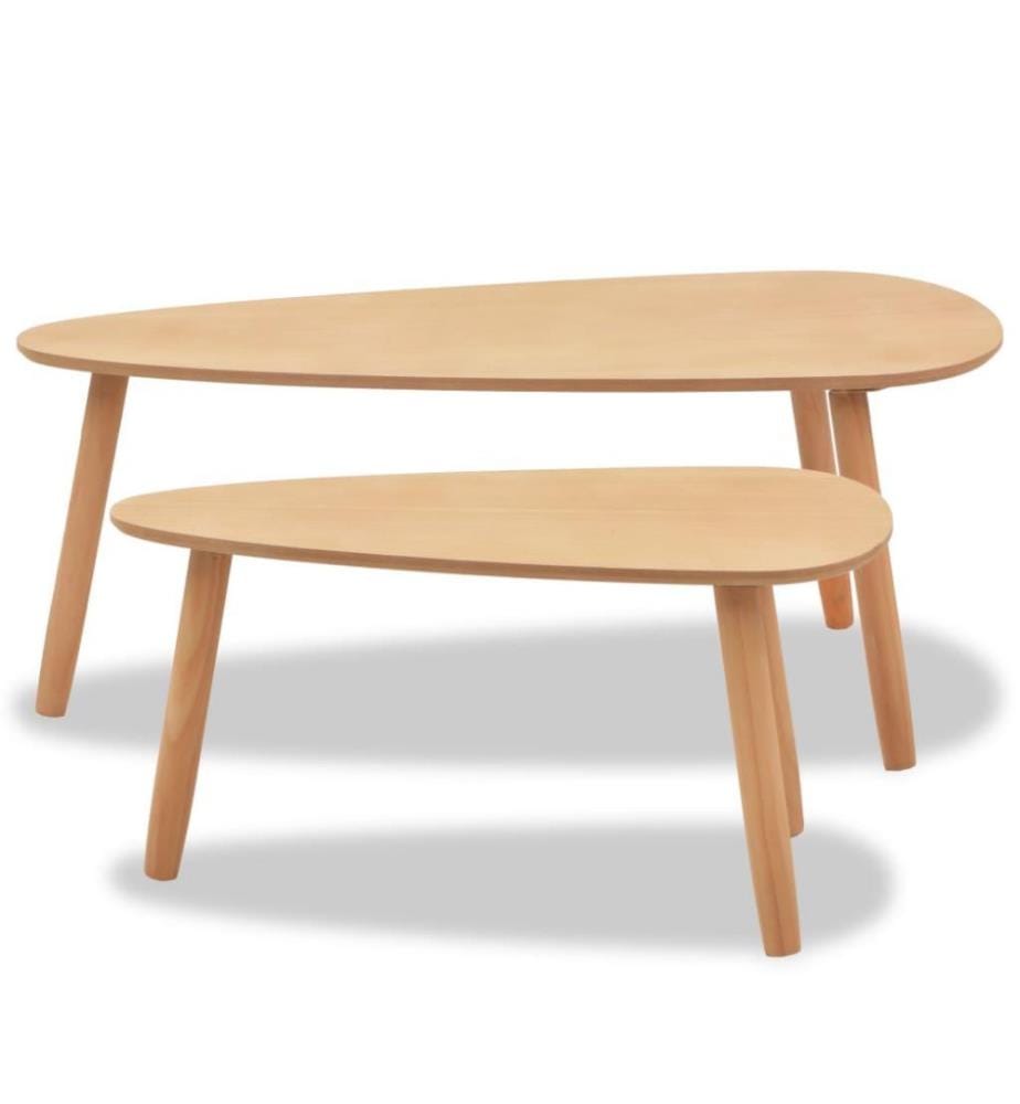 Beistelltisch Set 2 Stk. Kiefernholz Massiv Braun