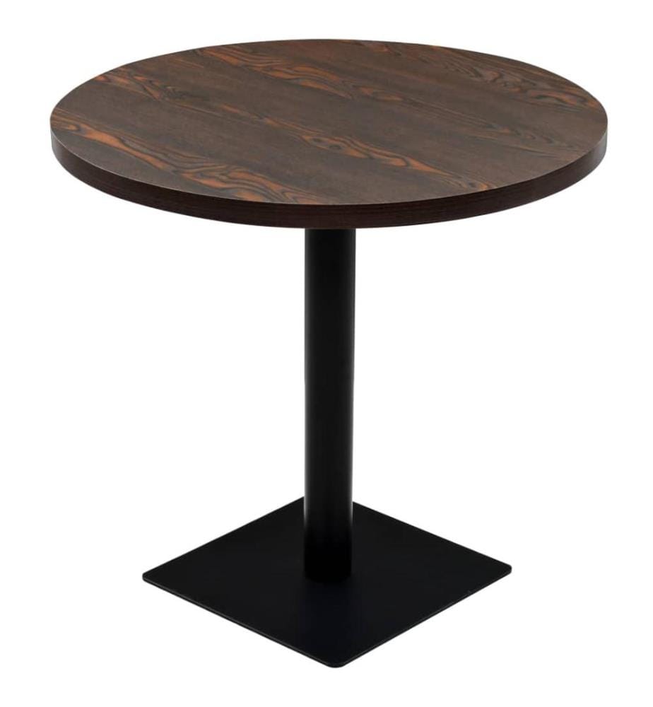 Bistrotisch MDF und Stahl Rund 80×75 cm Dunkle Esche
