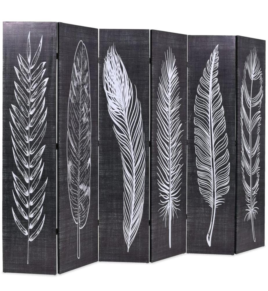 Raumteiler klappbar 228 x 170 cm Federn Schwarz-Weiss