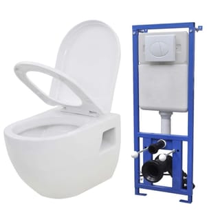 Hänge-Toilette mit Einbau-Spülkasten Keramik Weiss