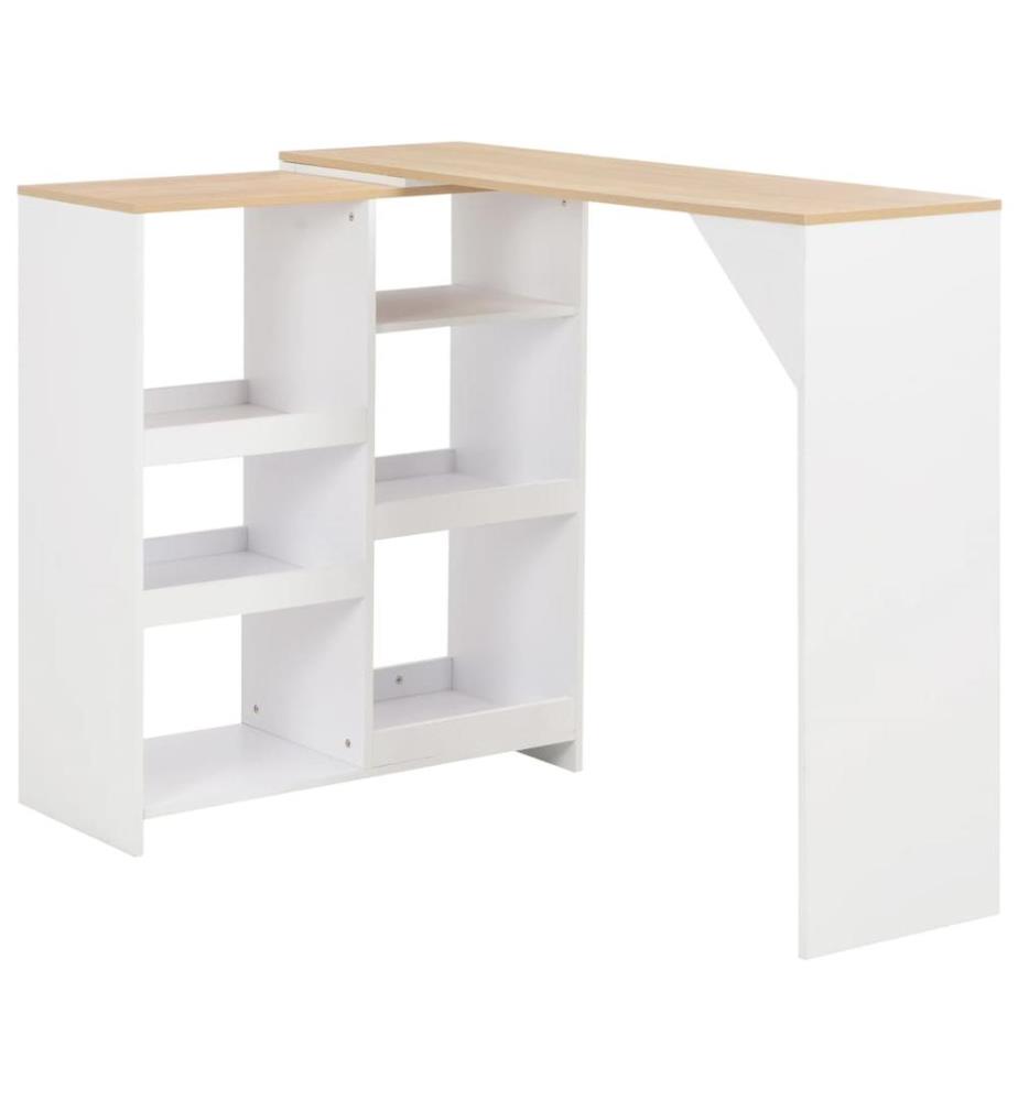 Bartisch mit Beweglichem Regal Weiss 138x39x110 cm