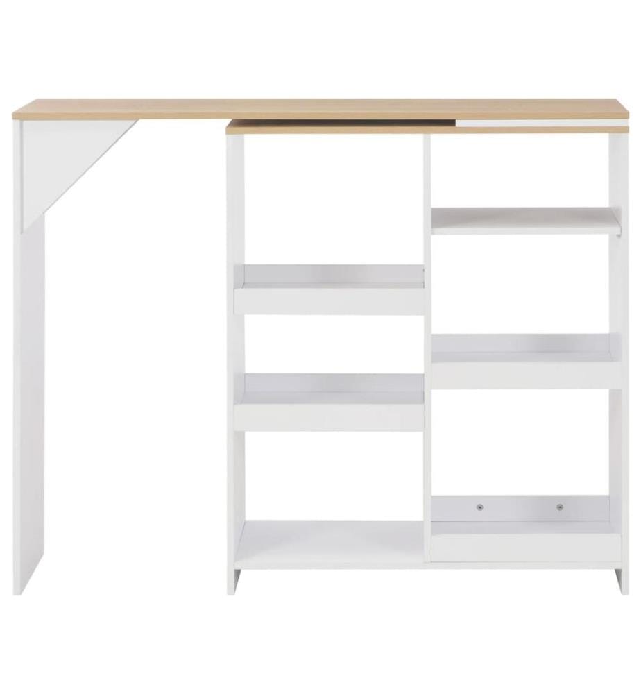 Bartisch mit Beweglichem Regal Weiss 138x39x110 cm