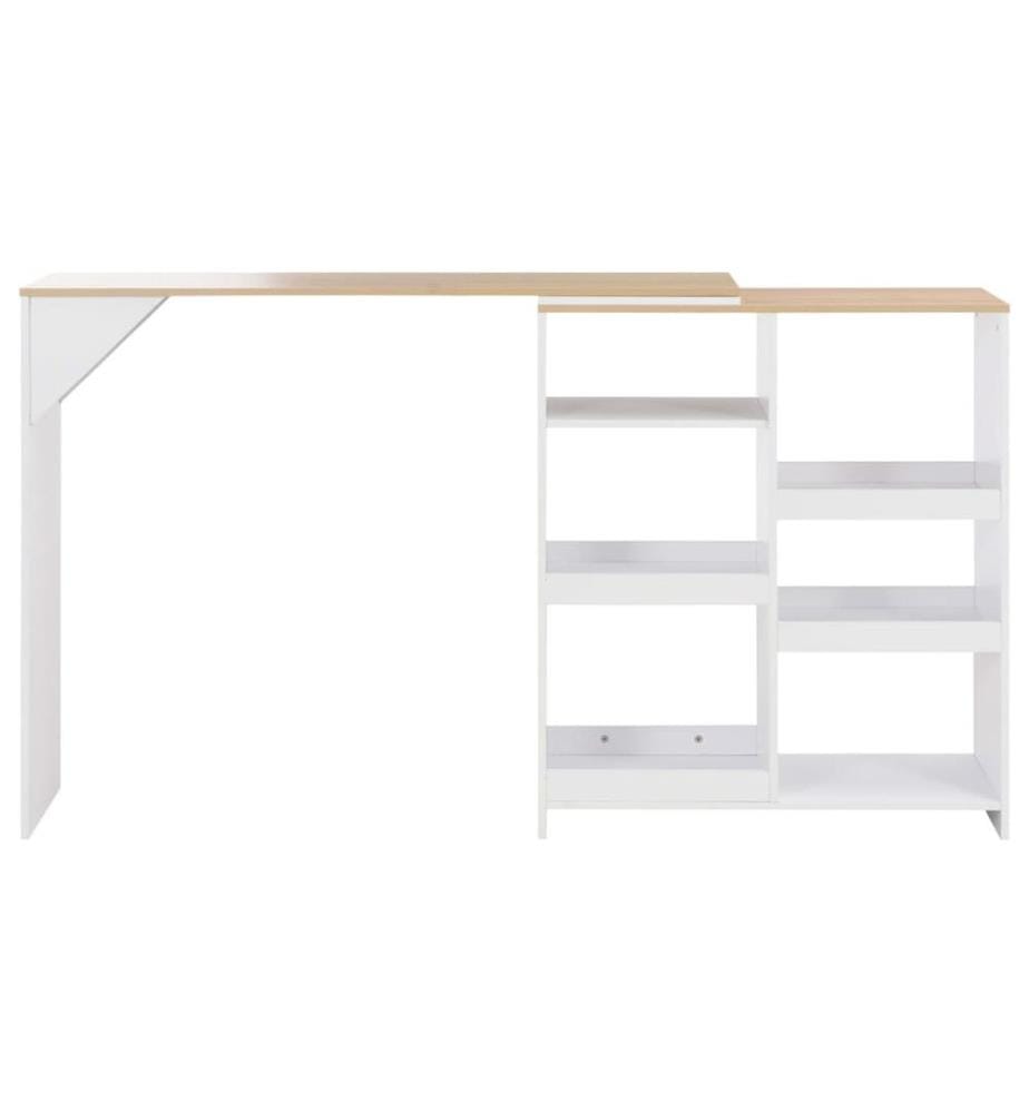 Bartisch mit Beweglichem Regal Weiss 138x39x110 cm