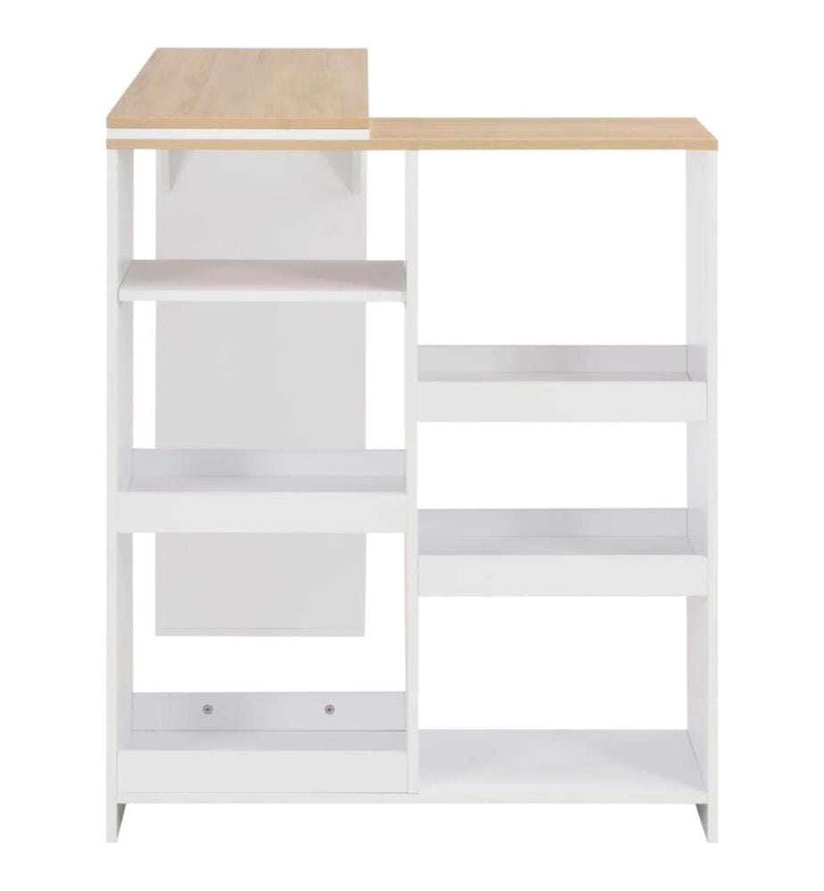 Bartisch mit Beweglichem Regal Weiss 138x39x110 cm