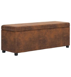 Bank mit Staufach 116 cm Braun Wildleder-Optik