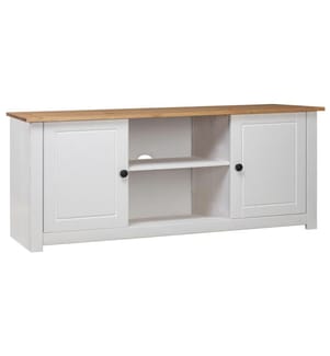 TV-Schrank Weiss 120x40x50 cm Massivholz Panama-Kiefer