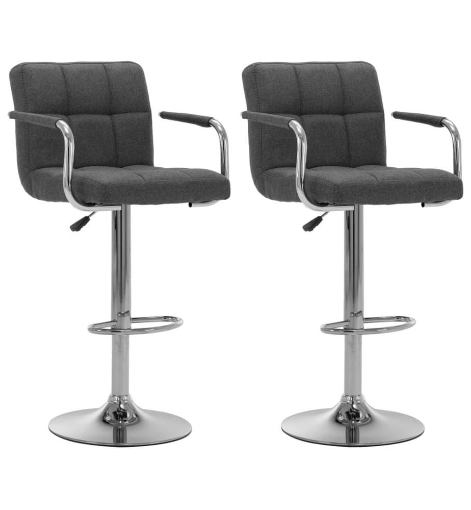 Barhocker 2 Stk. Dunkelgrau Stoff