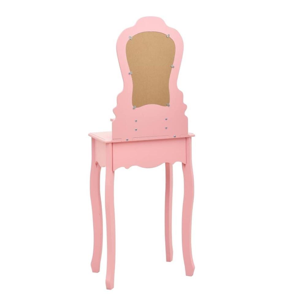 Schminktisch-Set mit Hocker Rosa 50x59x136 cm Paulownia-Holz