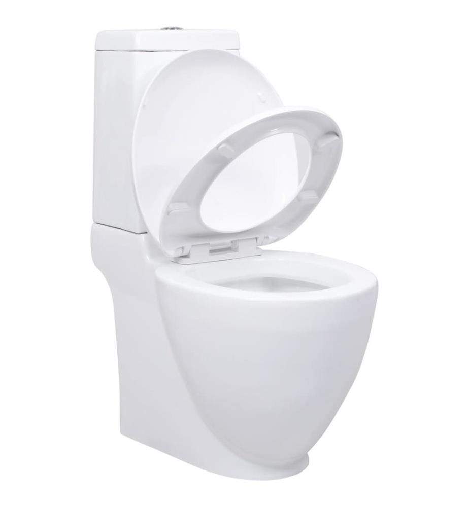 WC Keramik-Toilette Badezimmer Rund Senkrechter Abgang Weiss