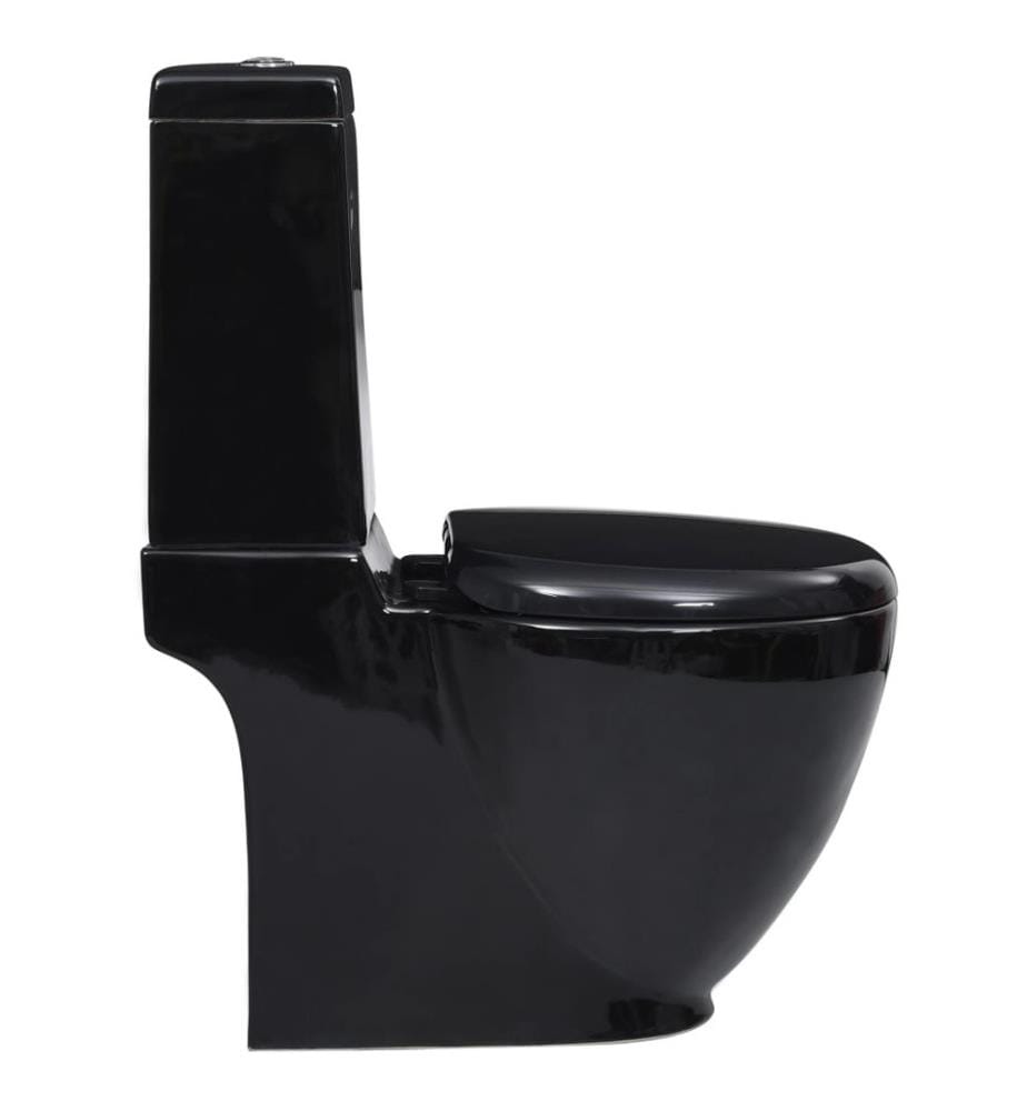 WC Keramik-Toilette Badezimmer Rund Senkrechter Abgang Schwarz