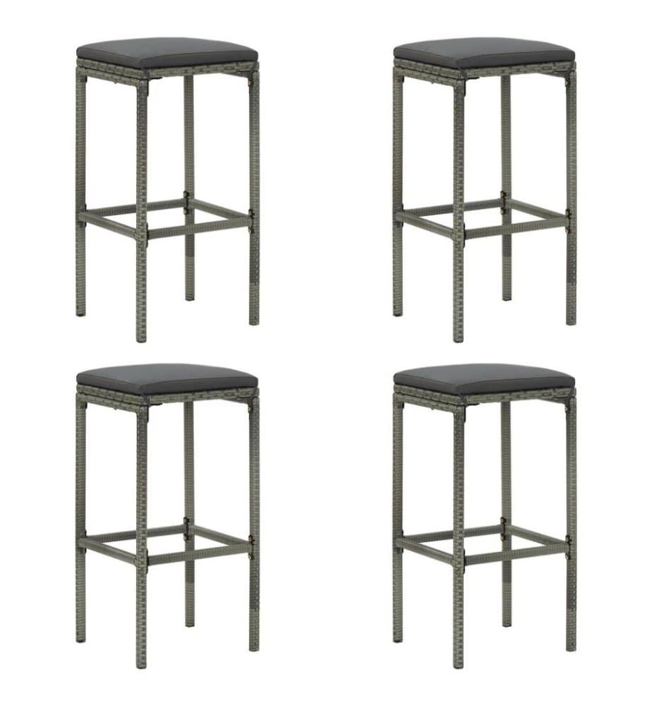 5-tlg. Gartenbar-Set mit Kissen Poly Rattan Grau