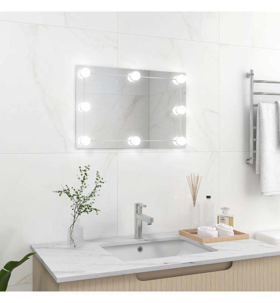 Wandspiegel mit LED-Beleuchtung Rechteckig Glas