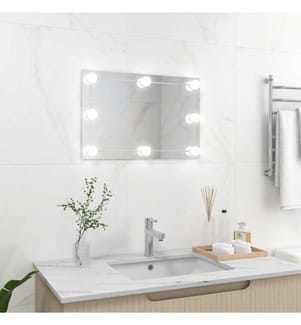 Wandspiegel mit LED-Beleuchtung Rechteckig Glas