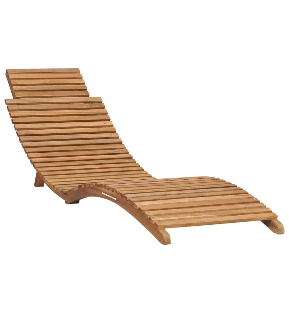 Chaise longue pliable avec table Bois de teck solide