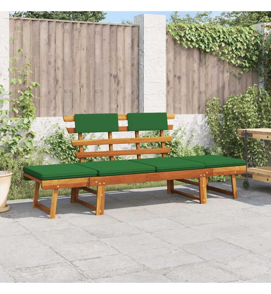 Gartenbank mit Auflagen 2-in-1 190 cm Massivholz Akazie