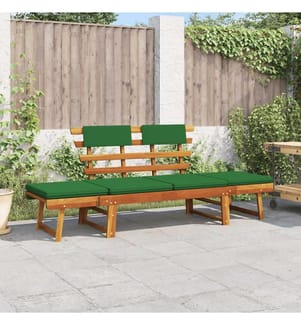 Gartenbank mit Auflagen 2-in-1 190 cm Massivholz Akazie