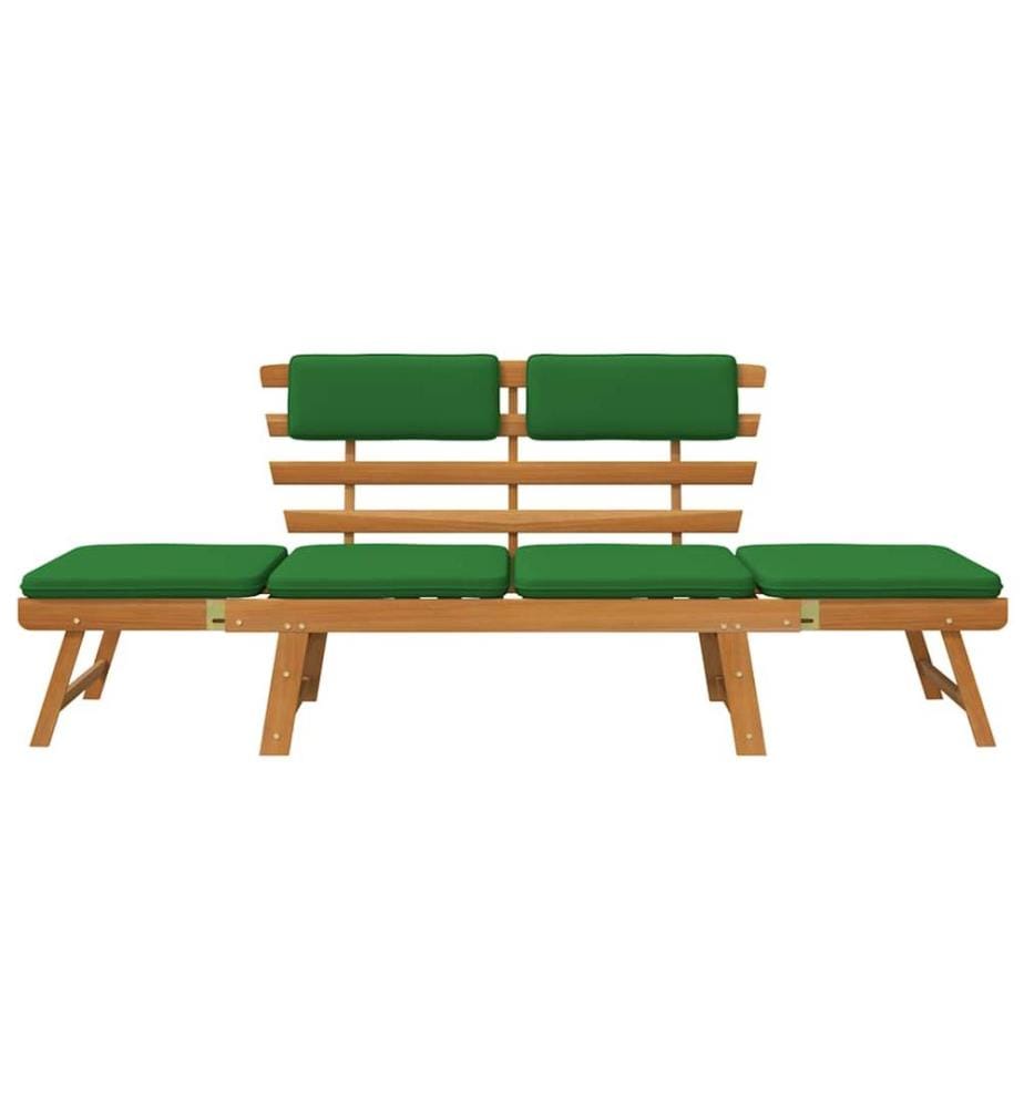 Gartenbank mit Auflagen 2-in-1 190 cm Massivholz Akazie