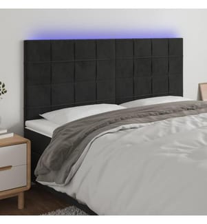 Tête de lit à LED Noir 200x5x118/128 cm Velours