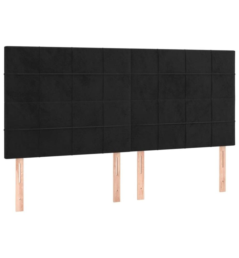 Tête de lit à LED Noir 200x5x118/128 cm Velours
