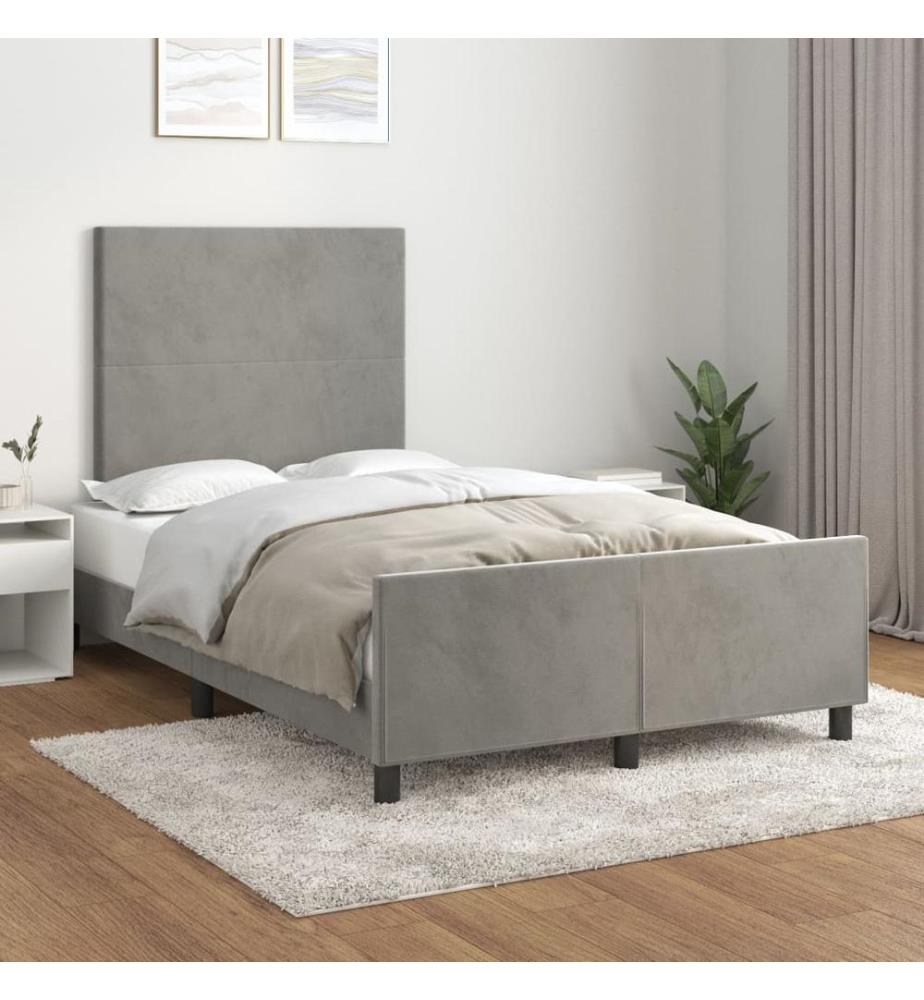 Bettgestell ohne Matratze Hellgrau 120x200 cm Samt