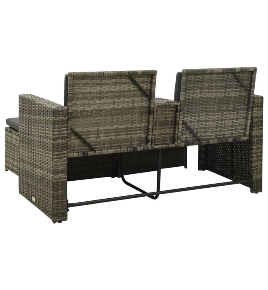 3-tlg. Garten-Lounge-Set mit Auflagen Poly Rattan Grau