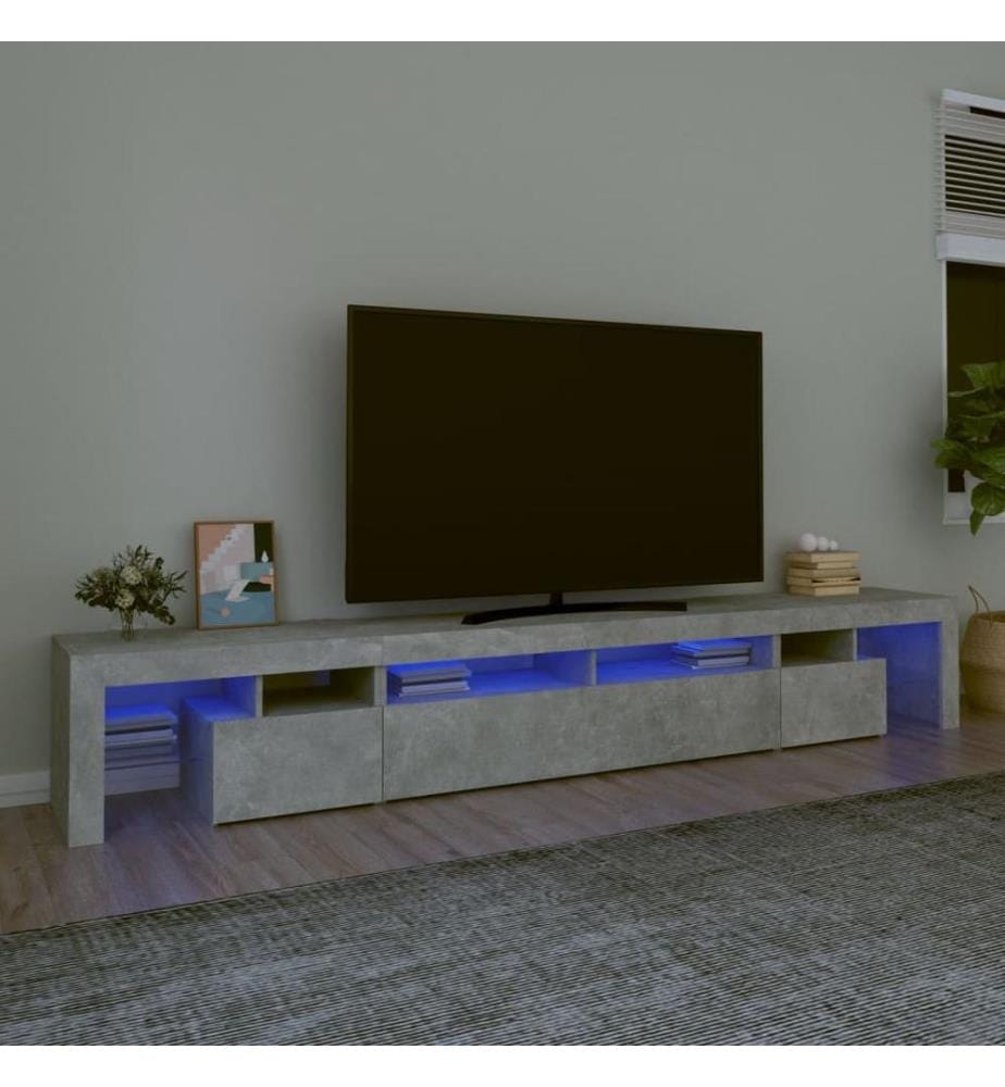 TV-Schrank mit LED-Leuchten Betongrau 260x36,5x40 cm