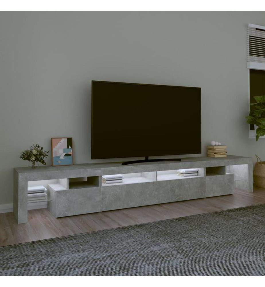 TV-Schrank mit LED-Leuchten Betongrau 260x36,5x40 cm