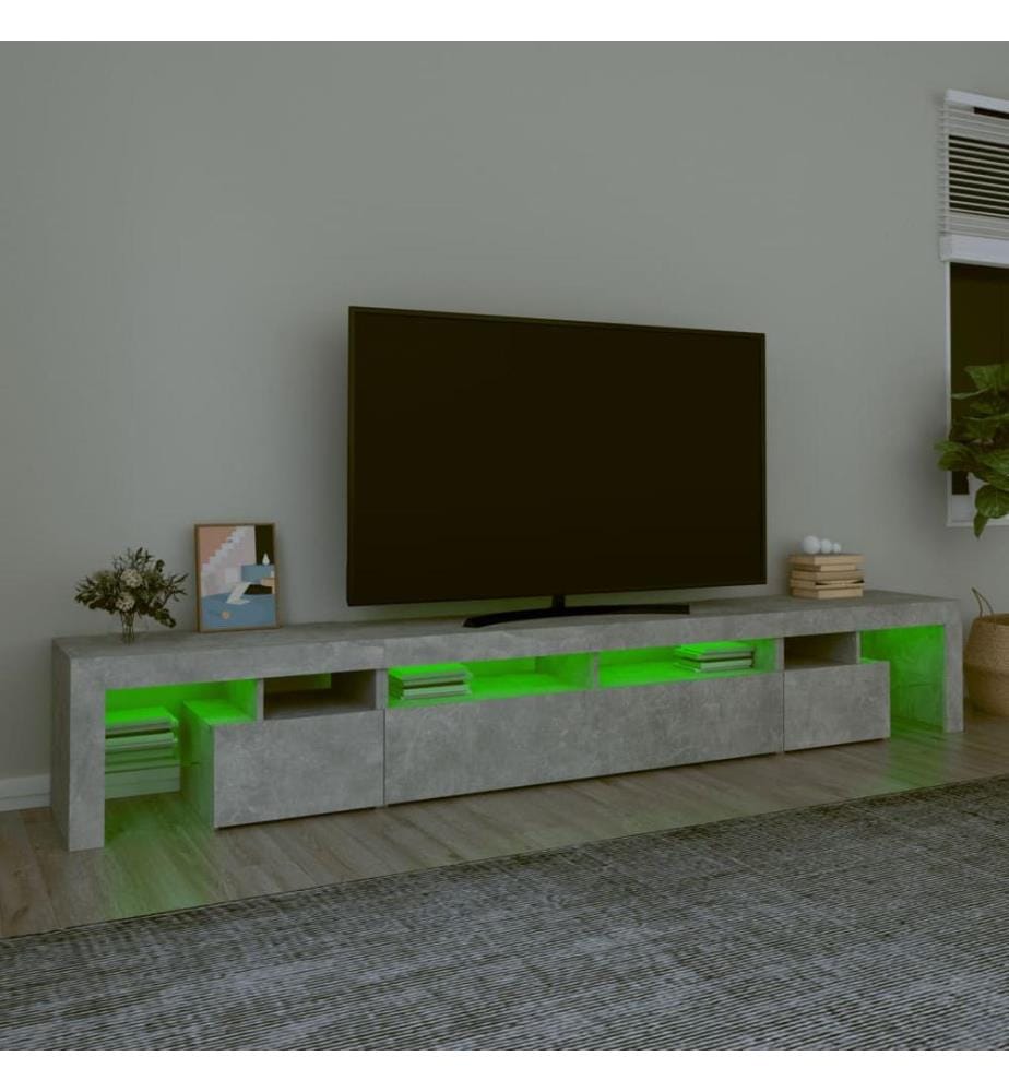TV-Schrank mit LED-Leuchten Betongrau 260x36,5x40 cm